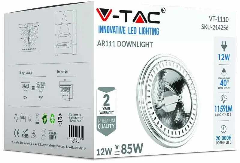 V-tac 12W LED lemputė, G53, AR111, 12V, 4000K