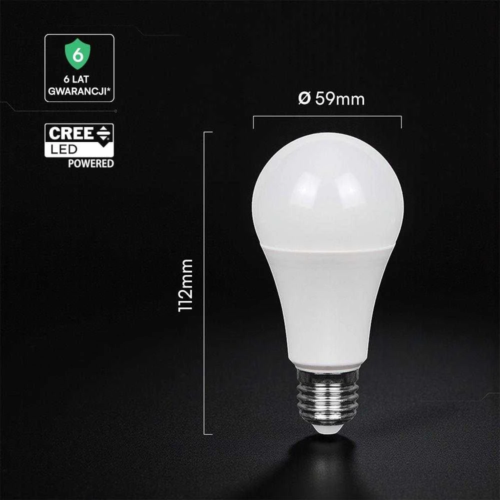 10,5W LED lemputė, E27, A60, 4000K, 200°, CREE LED chip