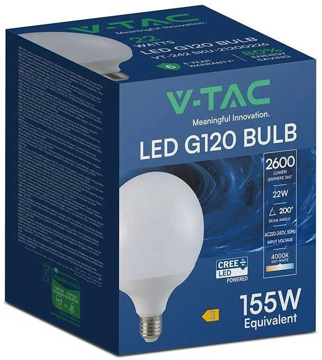 22W LED lemputė, G120, E27, 4000K, 200°, CREE LED Chip