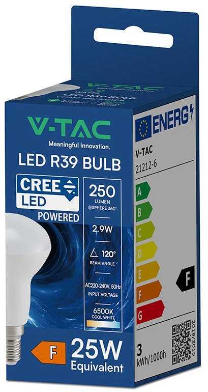 2,9W LED lemputė, R39, E14, 6500K, 120°, CREE LED chip