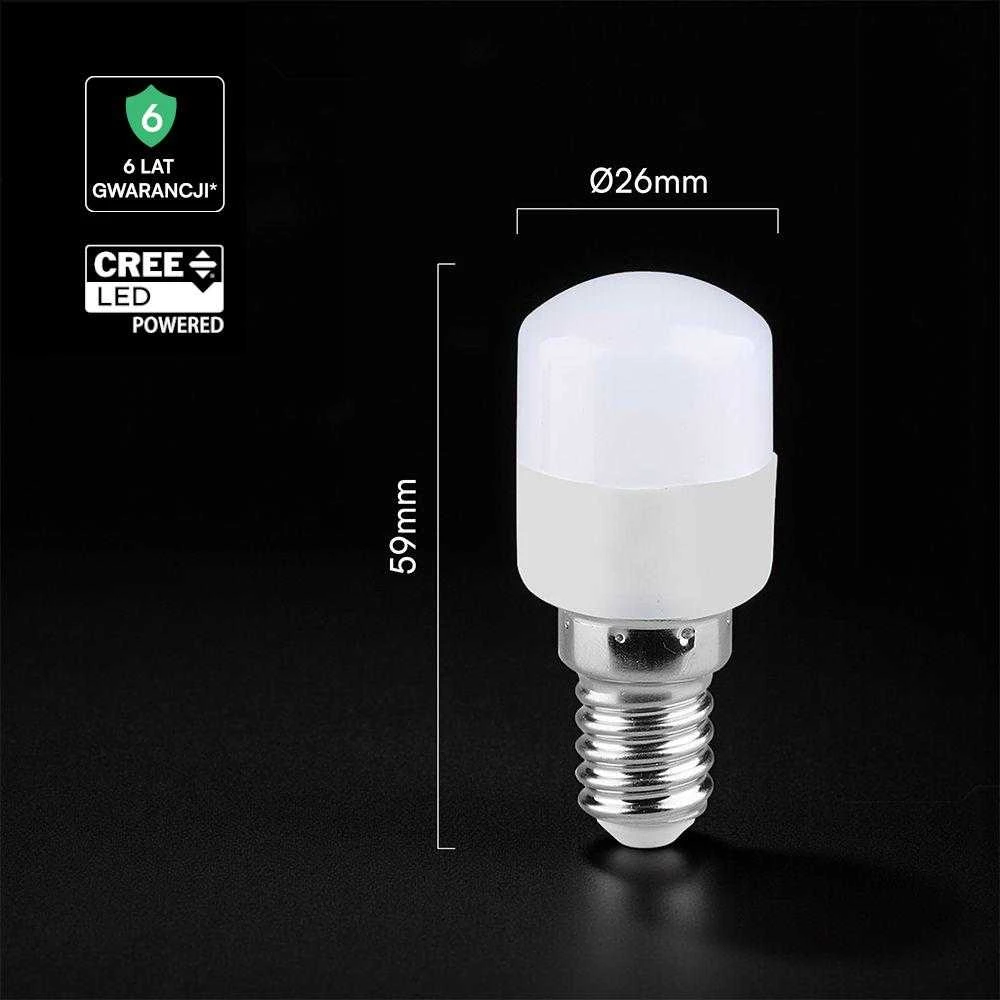 2W LED lemputė, E14, T26, 3000K, 200°, CREE LED chip