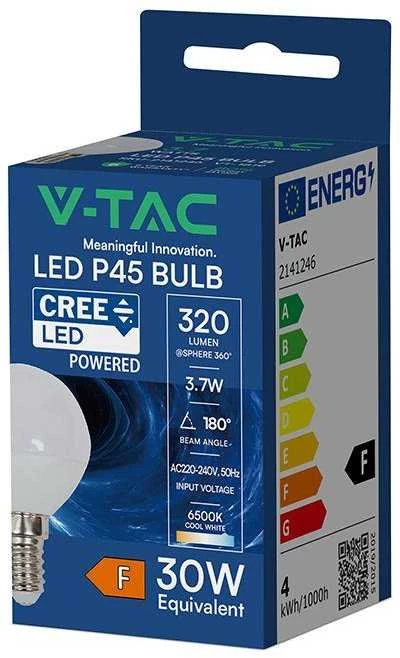 V-tac 3,7W LED lemputė, E14, P45, 6500K, 180°, CREE LED chip