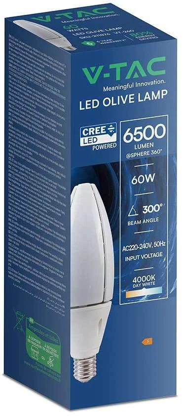 60W LED lemputė, E40, 4000K, 300°, CREE LED Chip
