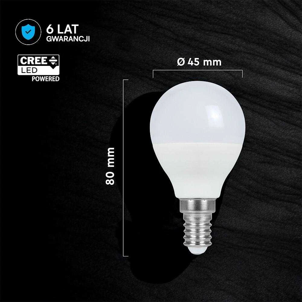 V-tac 6,5W LED lemputė, E14, P45, 4000K, 180°, CREE LED chip