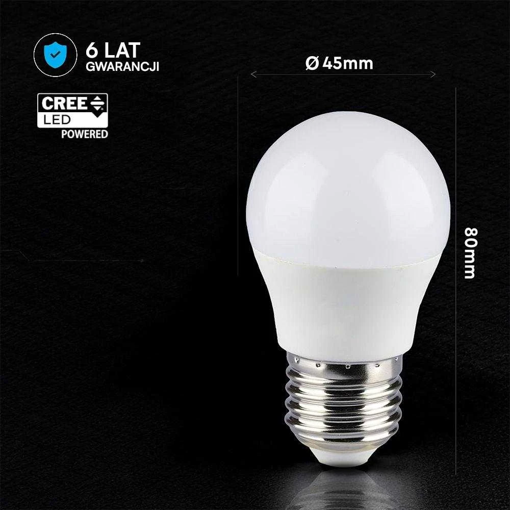 V-tac 6,5W LED lemputė, E27, G45, 3000K, 180°, CREE LED chip