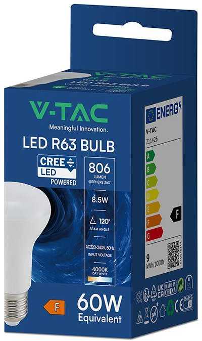 8,5W LED lemputė, R63, E27, 3000K, 120°, CREE LED Chip