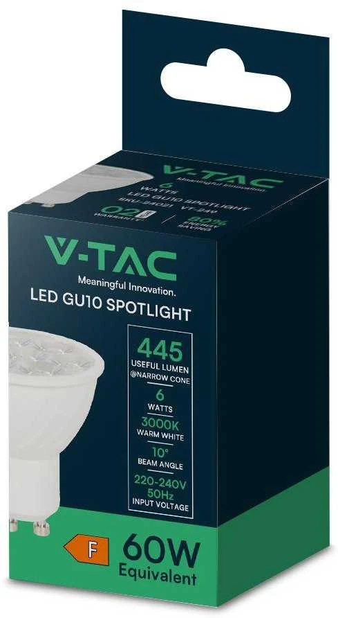 6W LED lemputė, GU10, 3000K, 10°