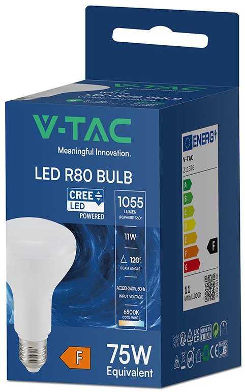 11W LED lemputė, R80, E27, 6500K, 120°, CREE LED Chip