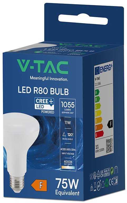 11W LED lemputė, R80, E27, 4000K, 120°, CREE LED Chip