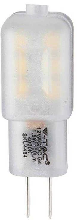 1.5W LED lemputė V-TAC, 12V, G4, 3000K (šiltai balta), SAMSUNG LED chip