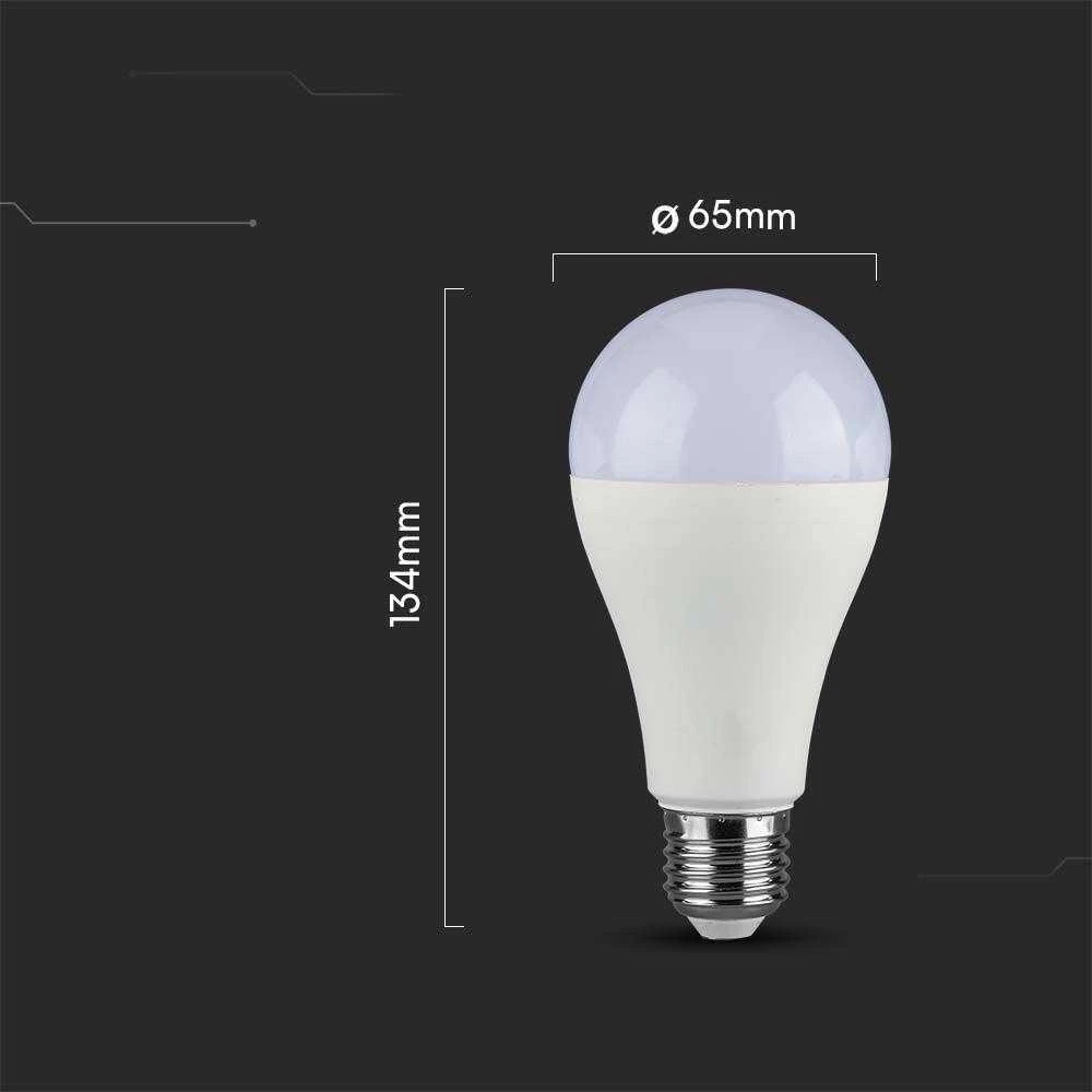 17W LED lemputė, A65, E27, termoplastinė, 3000K, 200°, SAMSUNG LED chip
