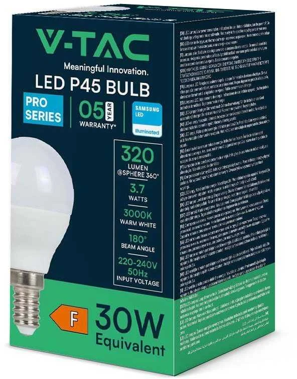 3,7W LED lemputė, E14, P45, 3000K, SAMSUNG LED chip