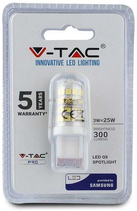 3W LED lemputė V-TAC, G9, 4000K (natūraliai balta), SAMSUNG LED chip