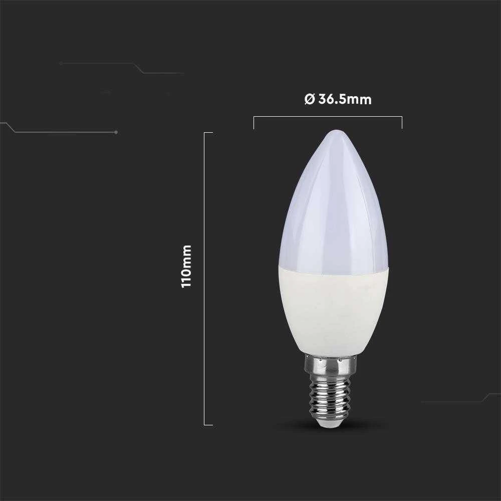 5,5W LED lemputė, žvakės formos, E14, 3000K, SAMSUNG LED chip, dimeriuojama