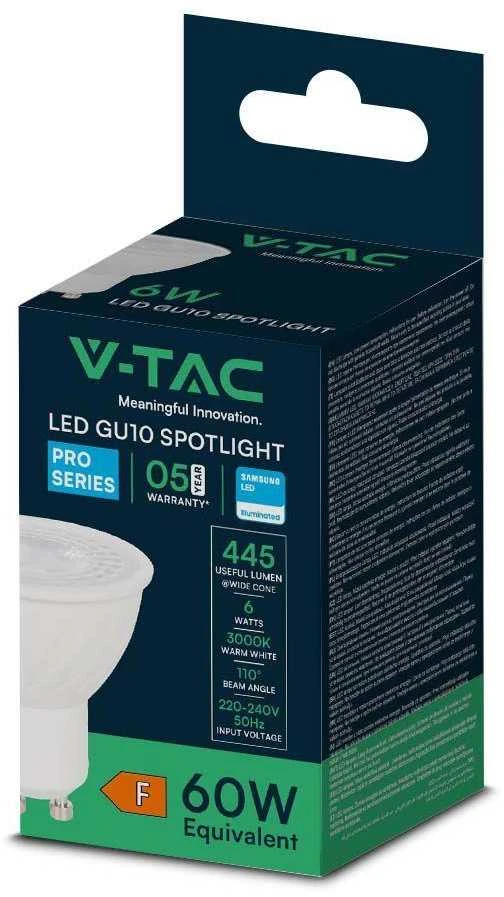 6W LED lemputė, GU10, šviesos kampas 110°, 3000K, SAMSUNG LED chip