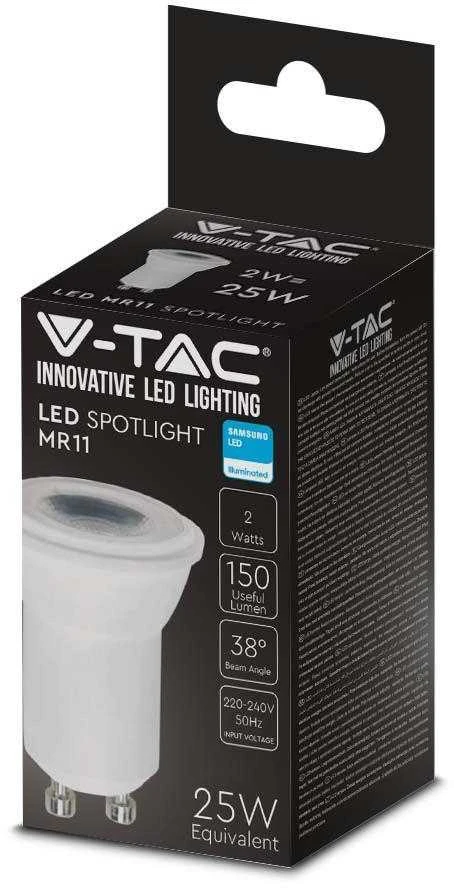 2W LED lemputė, MR11, GU10, 3000K, SAMSUNG LED lustas
