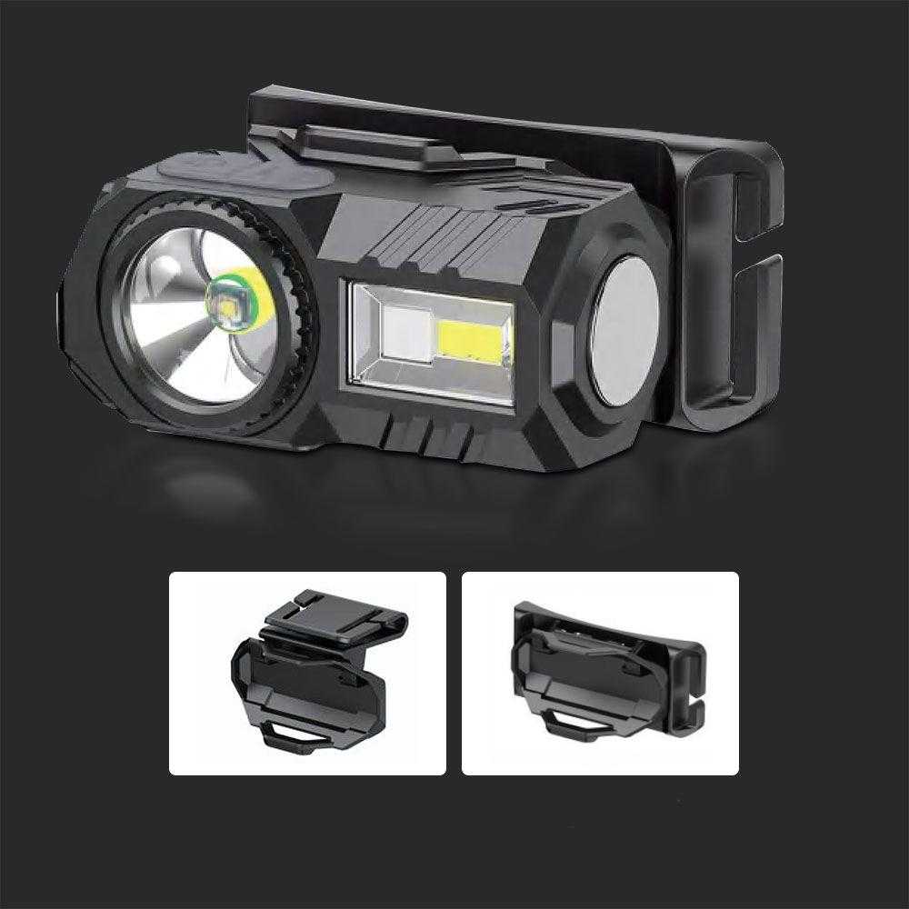 V-tac 3W LED įkraunamas žibintuvėlis, juodas, IP43, tvirtinamas ant galvos