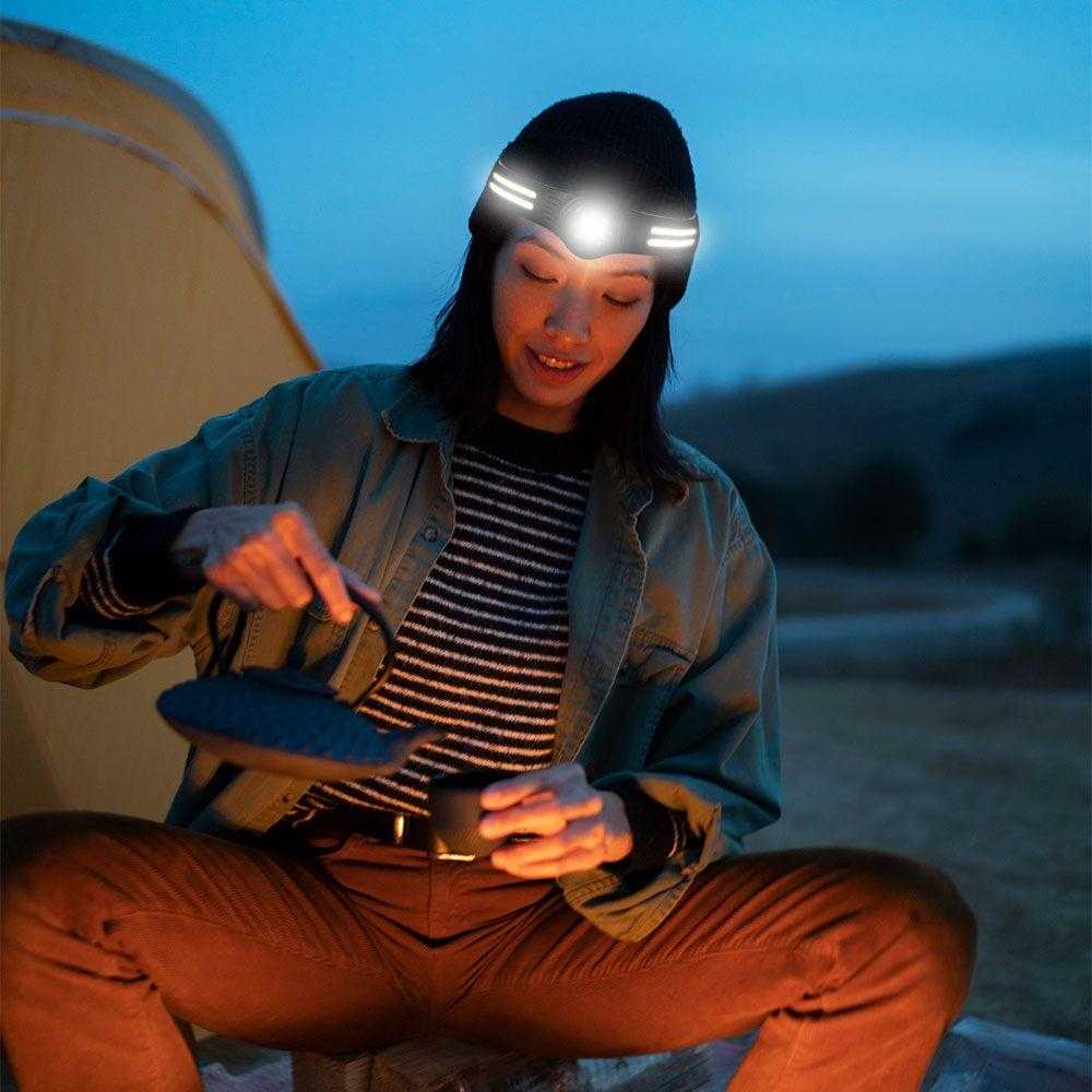 V-tac 3+5W LED įkraunamas žibintuvėlis, juodas, IP43, tvirtinamas ant galvos