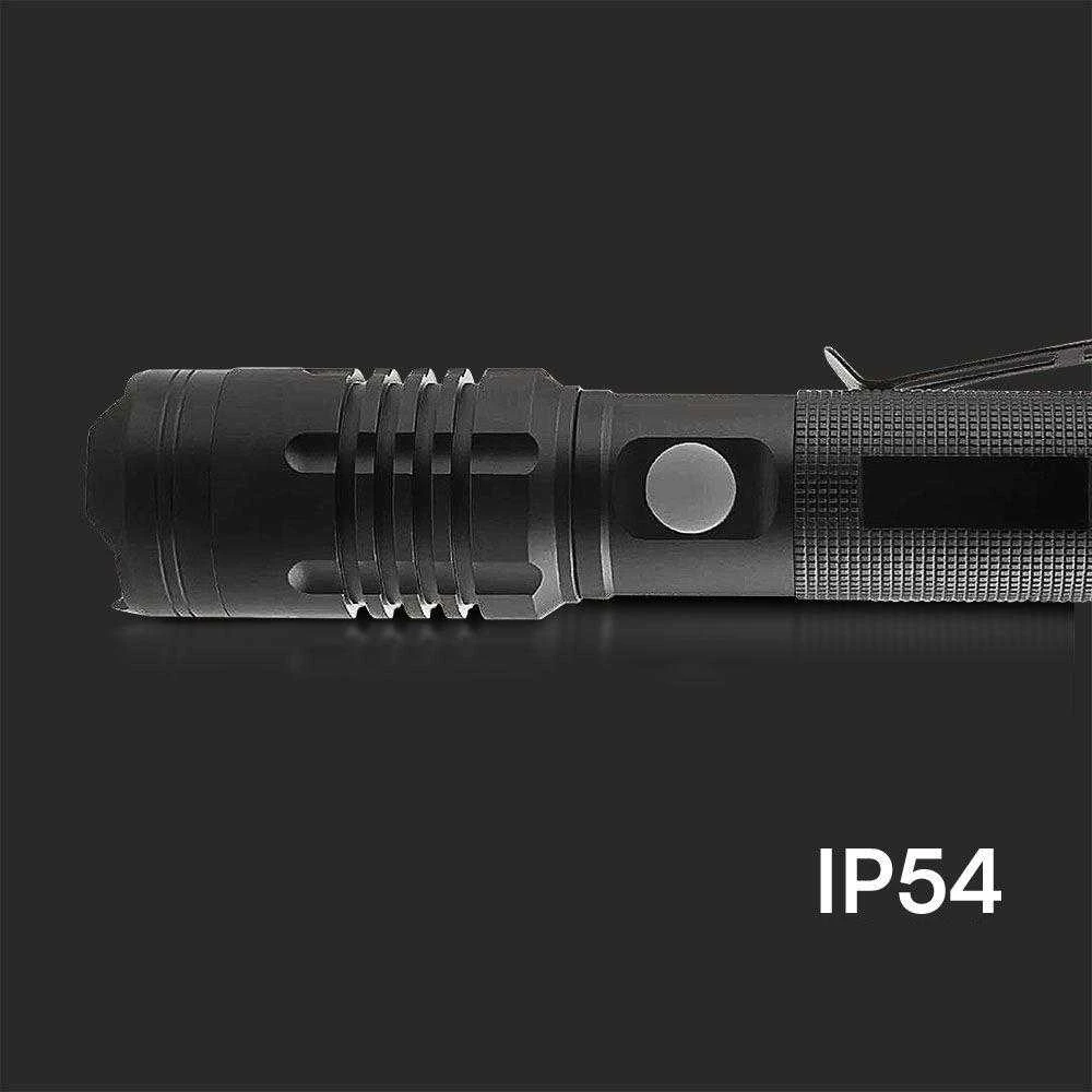 V-tac 10W LED įkraunamas žibintuvėlis, juodas, IP54