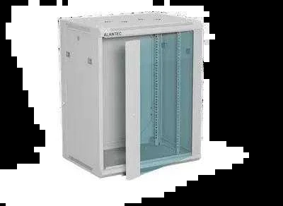 Pakabinama lentyna 19" 15U 600x450, (dvigubos sekcijos variantas) vienos varčios stiklinės durys, nuimamas pilnas galinis dangtis, nuimami pilnai šoniniai dangčiai, rakinamas, 4 sijos, spalva pilka, ALANTEC