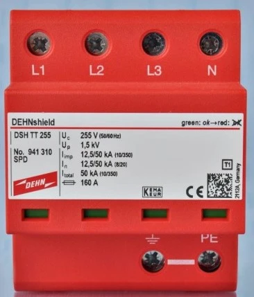 Dehn Viršįtampių ribotuvas B + C 4P 12.5 / 50kA 1,5kV DEHNshield TT 255 941310