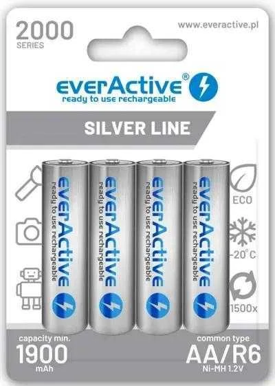 AA / R6 Ni-MH akumuliatoriai „everActive“ 2000mAh „Sidabrinis Line“ (4 vnt. dėžutė)