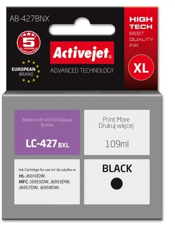 Activejet AB-427BNX Brother spausdintuvas ink cartridge, replacement for Brother LC-427BXL; Supreme; 109 ml; juodas