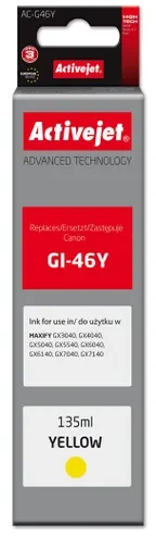 Activejet AC-G46Y Ink cartridge for Canon printers, replacement for Canon GI-46Y; Supreme; 135 ml; yellow