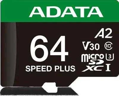 Adata Micro SD Speed Plus 64GB UHS1 U3 V30 A2 atminties kortelė 160/140 MB/s