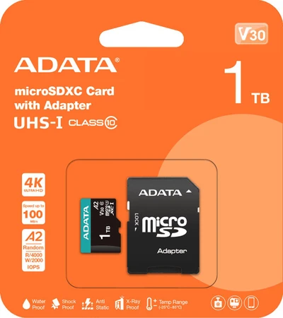 Atminties kortelė ATMINTIS Micro SDXC 1TB SU AD.AUSDX1TUI3V30SA2-RA1 ADATA