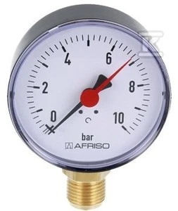Afriso Vertikalus šildymo manometras RF 80 RAD fi 80mm 0-10 bar 1/2'' rad klasė 2,5 63 564