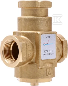 Afriso temperatūros vožtuvas ATV 333, DN25, Rp1'', kvs 9, 45°C