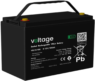 AGM Voltage ilgo tarnavimo laiko akumuliatorius 12 V 100 Ah VEL12-100 (tarnavimo laikas 15 metų)