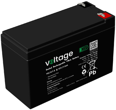AGM Voltage ilgo tarnavimo laiko akumuliatorius 12 V 7 Ah VEL12-7.0 (tarnavimo laikas 15 metų)
