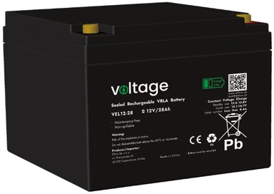 AGM Voltage ilgo tarnavimo laiko akumuliatorius 12 V 28 Ah VEL12-28 (tarnavimo laikas 15 metų)