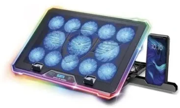 Podstawka chłodząca Spirit of gamer Spirit of Gamer Airblade 1300 RGB Nešiojamas kompiuteris Cooling Base – 17 Inch – Juodas