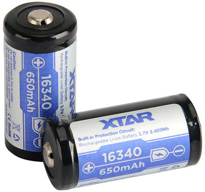 Xtar 650mAh 3,7V 16340 CR123 akumuliatorius su PCB