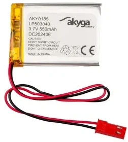 Ličio polimerų akumuliatorius Akyga AKY0185 LP503040 Li-Po 3.7V | 550mAh PCM JST 2.54 2 kontaktų jungtis 150mm