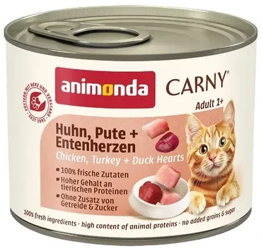 Animoda Drėgnas Kačių Maistas - Animonda Carny Vištiena, Kalakutiena, Anties Širdelės 200 g