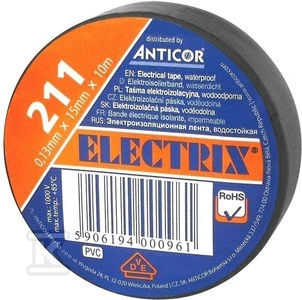 Anticor Solight AP01C izoliacinė juosta 15mm x 0,13mm x 10m juoda