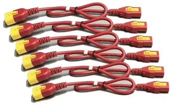 Apc maitinimo laido komplektas (6 vnt.), Užraktas, C13 IKI C14, 0,6m, Raudona