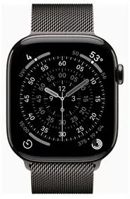 Išmanusis laikrodis Apple Watch Series 11 GPS + Cellular 46 mm šiferio titano korpusas su šiferio Milanese kilpele – S/M