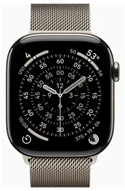 Išmanusis laikrodis Apple Watch 11 GPS + Cellular 46mm Natural Titanium Milanese Loop S/M Pilka (MFCY4MP/A)