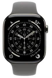 Išmanusis laikrodis Apple Watch series 11 gps + cellular, koperta 46 mm su tytanu w kolorze naturalnym, dirželis sportowy w kolorze górskiej szarości - dydis m/l
