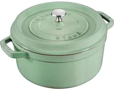 Apvalus ketaus puodas Staub - 2,6 l, mėtinis