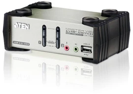 Aten 2 prievadų USB – PS/2 VGA KVM jungiklis su garso ir USB 2.0 šakotuvu (KVM kabeliai pridedami)