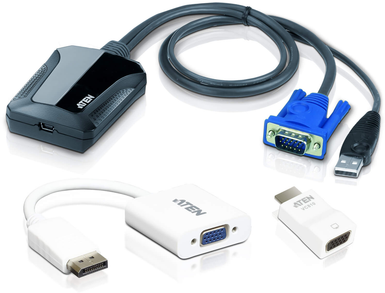 Aten | Nešiojamas kompiuteris USB KVM Console Crash Cart Adapteris IT Kit | CV211CP1 | 1 x USB Mini Type B Female, 1 x USB Type A Male, 1 x VGA Male (Mėlyna)