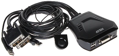 Aten 2 prievadų USB DVI kabelis KVM jungiklis su nuotolinio prievado parinkikliu | Aten | Nuotolinis prievado parinkiklis | 2 prievadų USB DVI kabelis KVM jungiklis su nuotolinio prievado parinkikliu