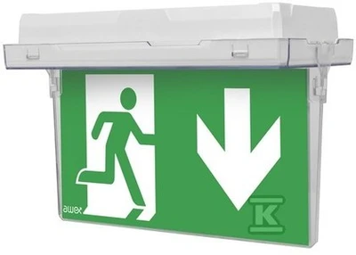 AWEX Plaxa EXIT S evakuacinis šviestuvas su montavimo kronšteinu