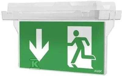 AWEX Plaxa evakuacijos rodyklė žemyn su piktograma